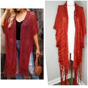OLIVE  & LEAF BURNT ORANGE CARDIGAN-S/M - PRELOVED-S/M